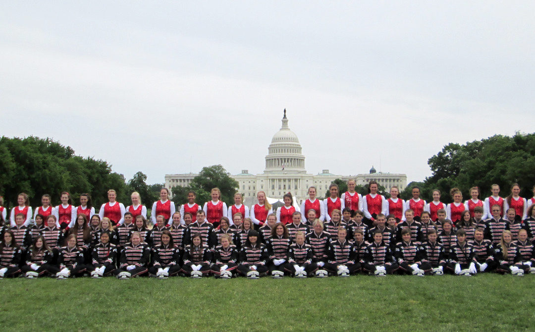 Band at the Capitol Building waiting to march in the National Independence Day Parade