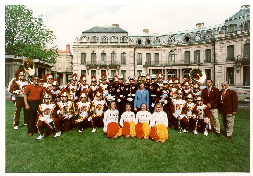 USC Trojan Marching Band with Laura Bush in Austria