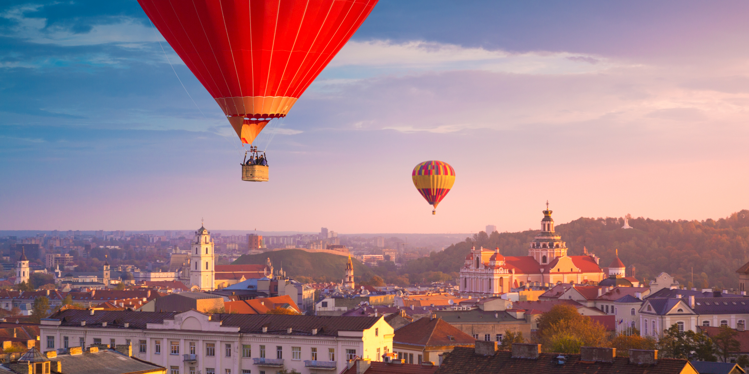 Hot air balloons flying over Vilnius Vilnius